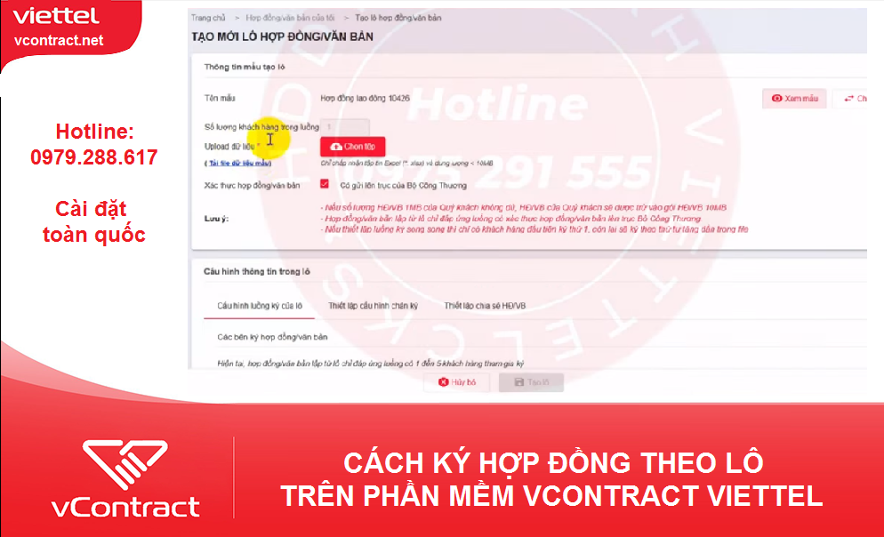 Cách ký hợp đồng theo lô VContract