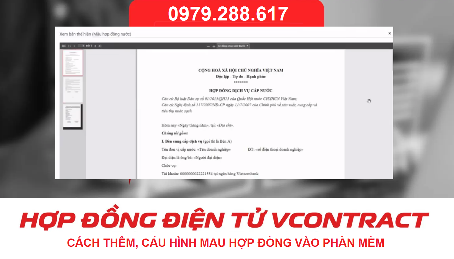 Cách cấu hình mẫu hợp đồng trong phần mềm VContract Viettel