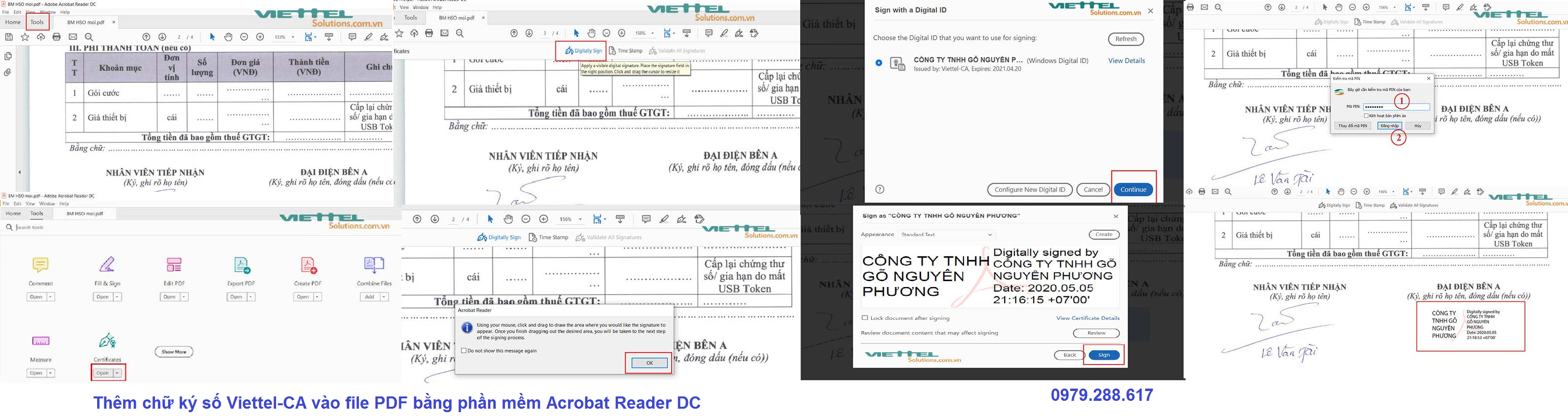 Thêm chữ ký số Viettel-CA vào file PDF bằng phần mềm Acrobat Reader DC