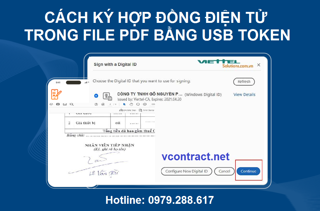 Cách ký hợp đồng điện tử file PDF bằng USB Token Viettel-CA