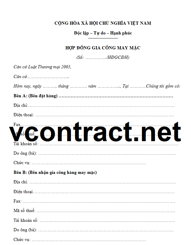 Hợp đồng gia công
