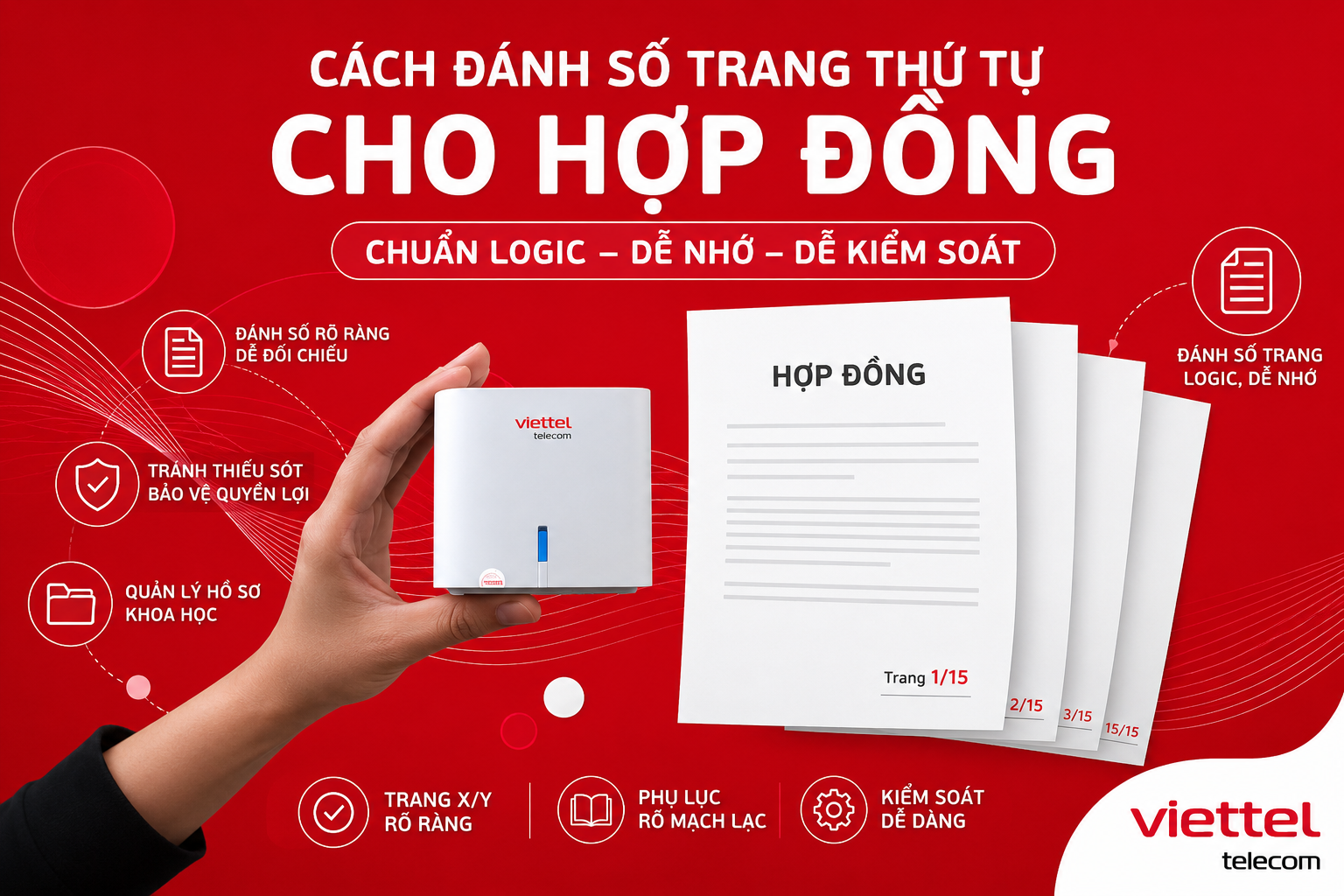 Cách đánh số trang thứ tự cho hợp đồng
