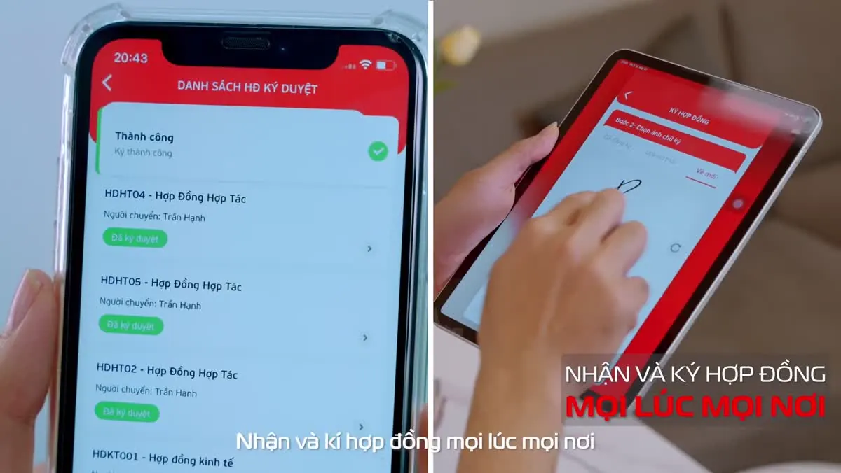 Người dùng xem hồ sơ trên điện thoại